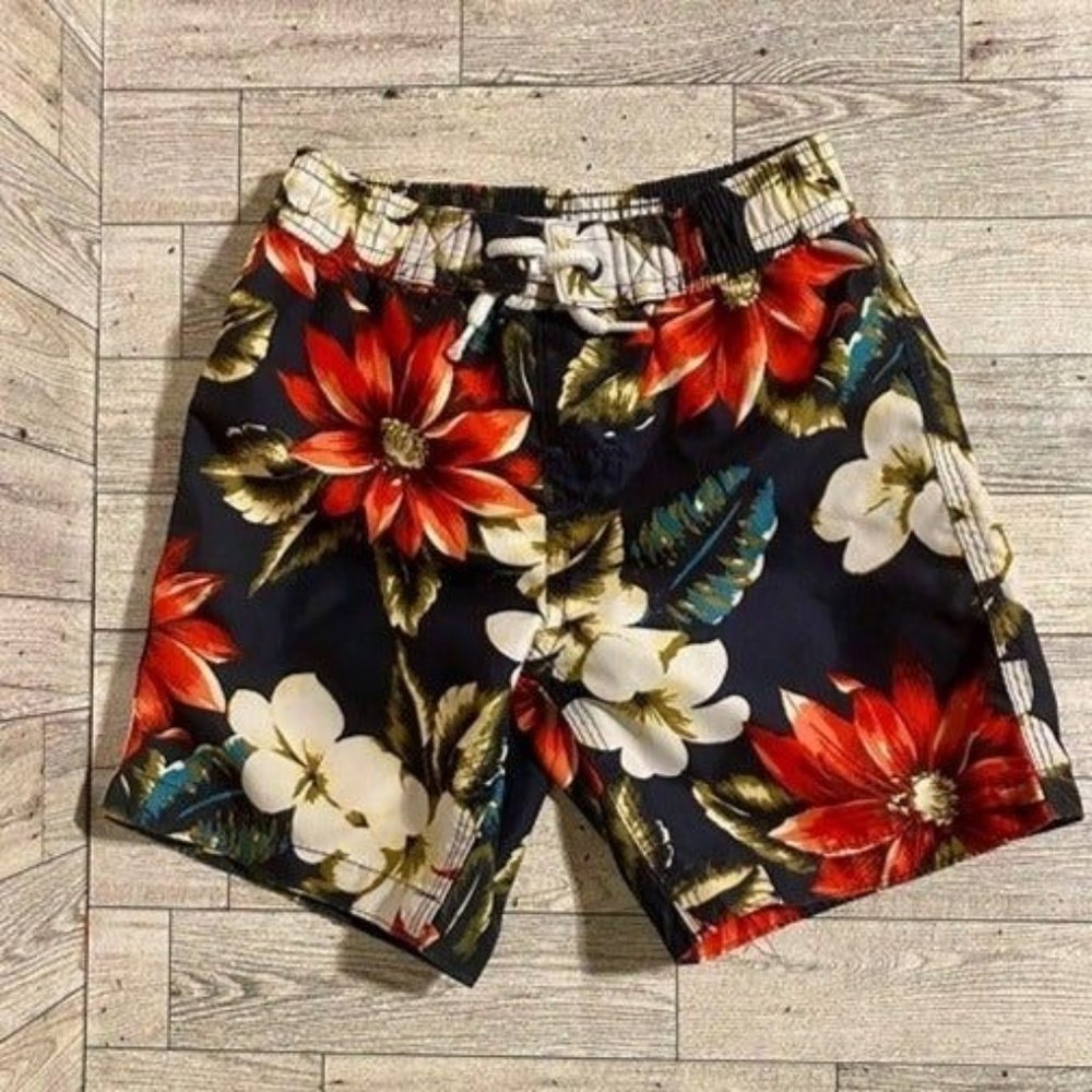 Toddler Hawaiian Flower Swim Trunks Size 3
